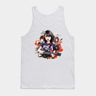 Japanese Girl Rocker Pop Punk Rocker Band Pop Art Tank Top